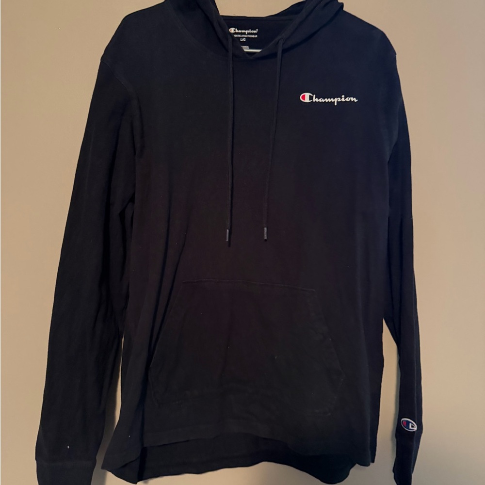 Champion Black Hoodie with Logo